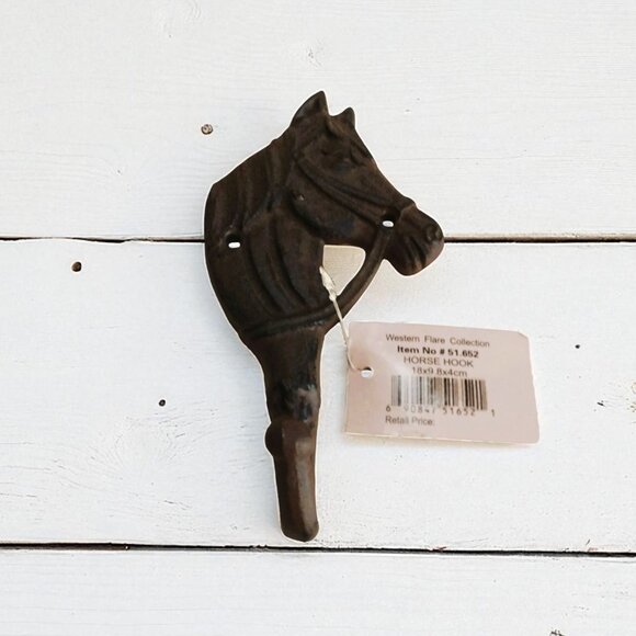Rustic Cast Iron Horse Head Single Wall Hook-Western Flare Collection-NWT - Picture 1 of 10